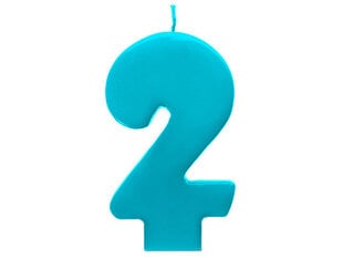 Свеча к Дню рождения Число 2, темно-синяя, 6,5 см, 1 шт. цена и информация | Праздничные декорации | kaup24.ee