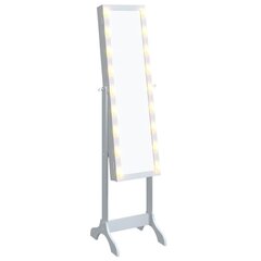põrandapeegel LED-tuledega, valge, 34 x 37 x 146 cm hind ja info | Peeglid | kaup24.ee