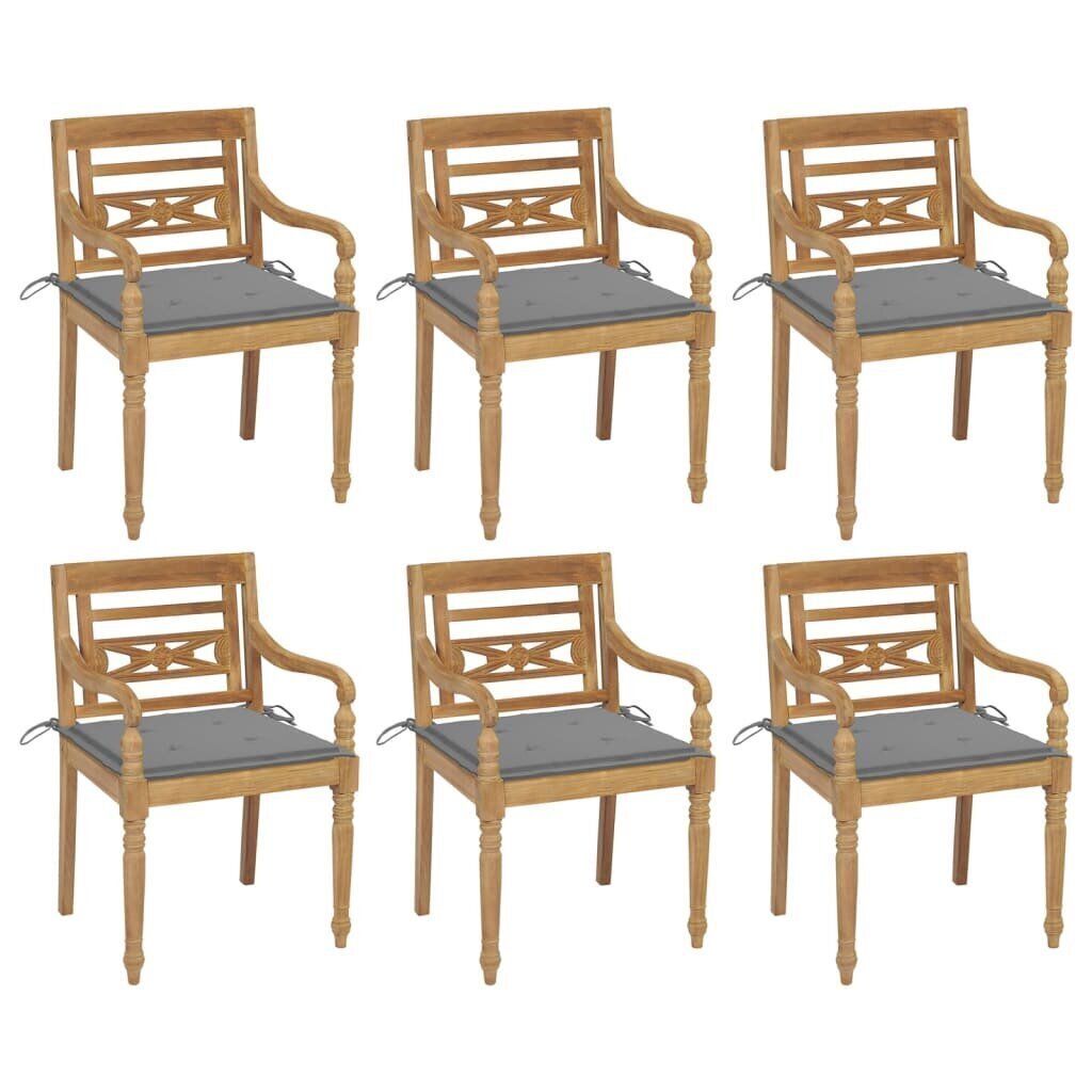 Batavia toolid patjadega, 6 tk, tiikpuu hind ja info | Aiatoolid | kaup24.ee