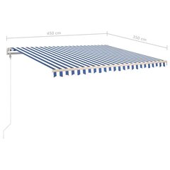 automaatselt sissetõmmatav varikatus 450x350 cm sinine ja valge цена и информация | Зонты, маркизы, стойки | kaup24.ee