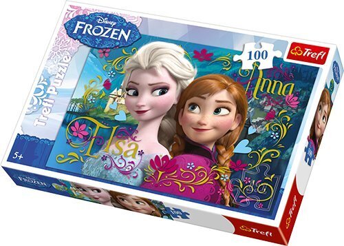 Puzzle Trefl Frozen Elsa ja Anna, 100 osa цена и информация | Pusled | kaup24.ee