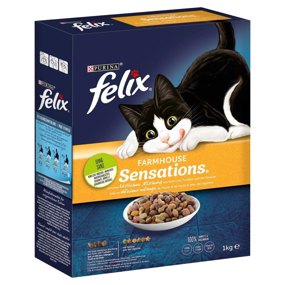 Purina Felix Farmhouse Sensations kanaga, 1 kg hind ja info | Kuivtoit kassidele | kaup24.ee