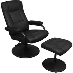 TV кресло с подставкой для ног, искусственная кожа, черное цена и информация | Кресла в гостиную | kaup24.ee