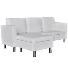 Трехместный L-образный угловой диван, искусственная кожа, белый цена и информация | Угловые диваны | kaup24.ee