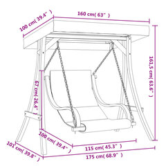istmepadja ja varikatusega aiakiik, valge/pruun цена и информация | Садовые качели | kaup24.ee
