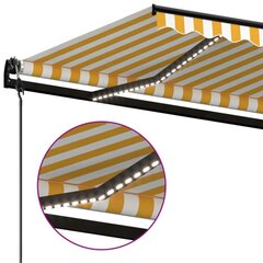 automaatne varikatus, LED ja tuuleandur, 600 x 350 cm, kollane/valge цена и информация | Зонты, маркизы, стойки | kaup24.ee