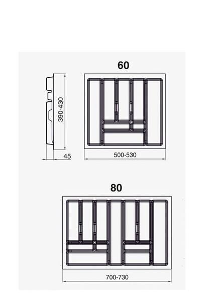 Novo söögiriistade alus 80 cm, valge hind ja info | Köögimööbli tarvikud | kaup24.ee