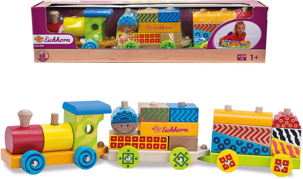 Puidust rong klotsidega Eichhorn hind ja info | Imikute mänguasjad | kaup24.ee