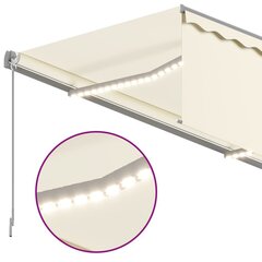 käsitsi sissetõmmatav varikatus rulooga&amp;LED, 3x2,5 m, kreemjas цена и информация | Зонты, маркизы, стойки | kaup24.ee