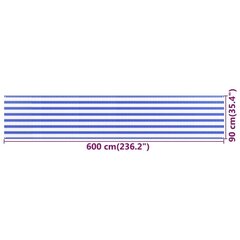 rõdusirm, sinine ja valge, 90 x 600 cm, HDPE hind ja info | Päikesevarjud, markiisid ja alused | kaup24.ee