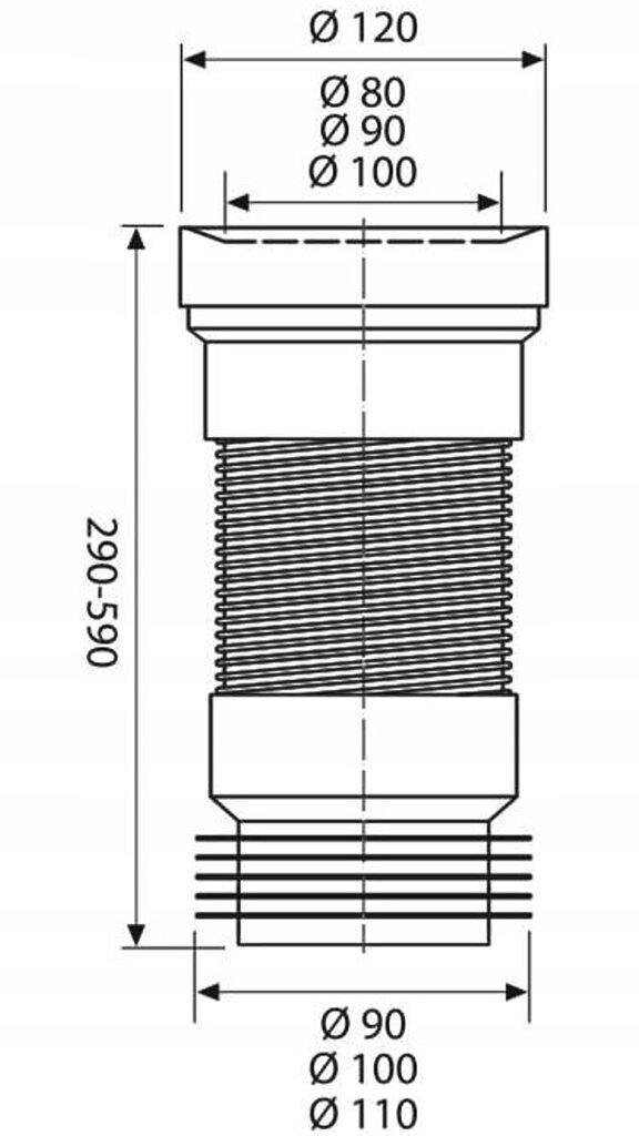 Granitan paindlik ühendus WC REWC_290-590 цена и информация | Sifoonid | kaup24.ee