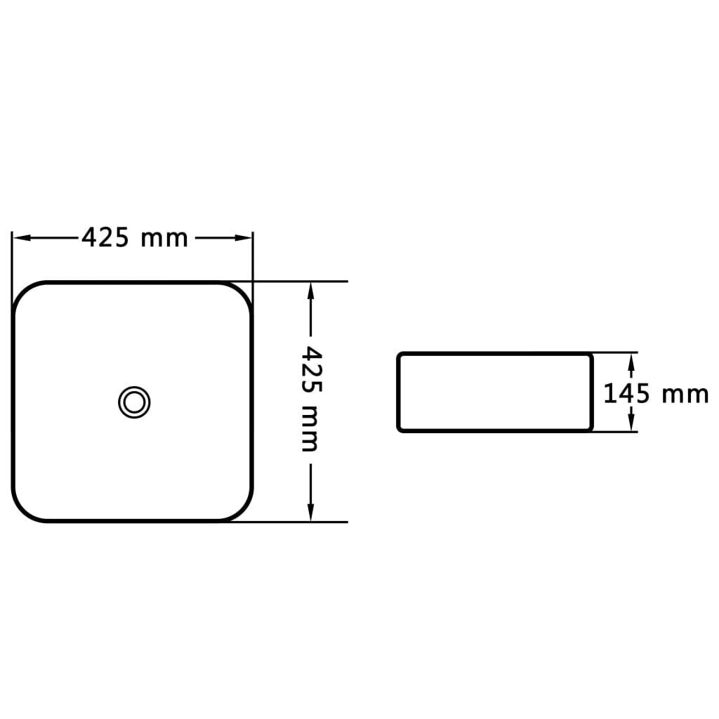 valamu, 42,5 x 42,5 x 14,5, keraamiline, must hind ja info | Kraanikausid, valamud | kaup24.ee