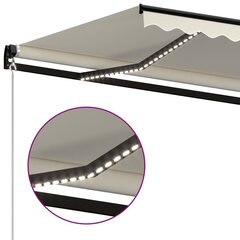 käsitsi sissetõmmatav varikatus, LED, 450x300 cm kreemjas цена и информация | Зонты, маркизы, стойки | kaup24.ee