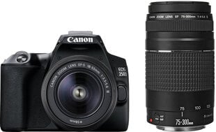 Canon EOS 250D + 18-55mm + 75-300mm Kit, must hind ja info | Fotoaparaadid | kaup24.ee