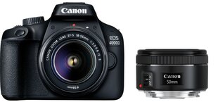 Canon EOS 4000D + EF-S 18–55 мм IS II + EF 50 мм f/1,8 STM цена и информация | Фотоаппараты | kaup24.ee