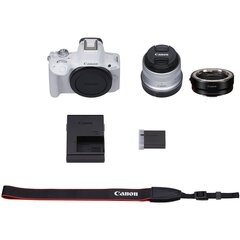 Canon EOS R50 + RF-S 18-45mm (valge) + kinnitusadapter EF-EOS R hind ja info | Fotoaparaadid | kaup24.ee