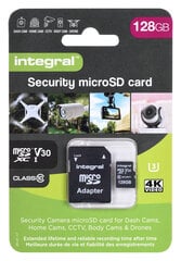 Integral Security Micro SD 4K V30 UHS-1 U3 128GB hind ja info | Fotoaparaatide mälukaardid | kaup24.ee