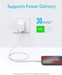 Anker PowerLine II USB C на кабеле Lightning, длиной 90 см, сертифицирован MFI, для iPhone 13/13 Pro/12/12 Pro Max/x/xs/xr/8 Plus, для зарядных устройств типа C. поддерживает доставку питания (белый) цена и информация | Кабели для телефонов | kaup24.ee