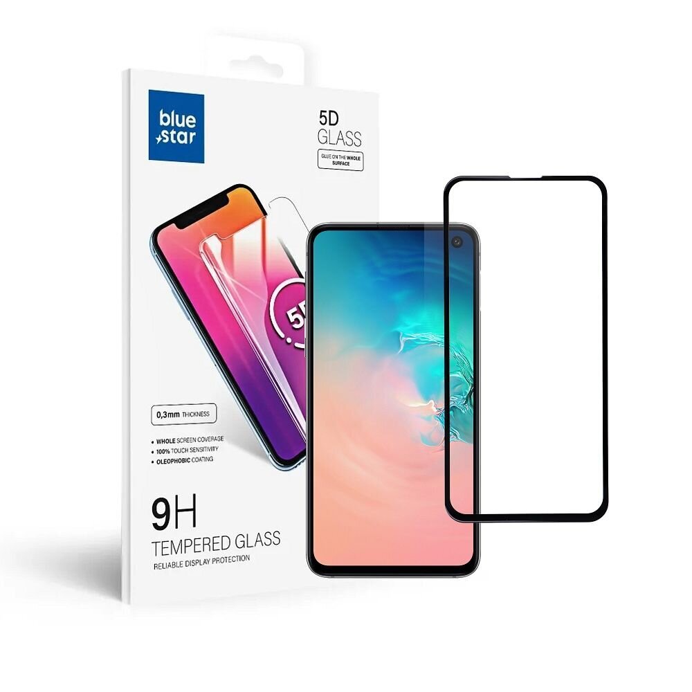 Blue Star 5D karastatud klaas kaetud raamiga Samsung G970 Galaxy S10e must hind ja info | Ekraani kaitsekiled | kaup24.ee