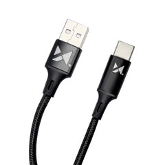 Tugev punutud kaabel USB USB-C 2.4A 1m must 10183381 цена и информация | Кабели для телефонов | kaup24.ee