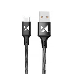 Tugev punutud kaabel USB USB-C 2.4A 1m must 10183381 hind ja info | Mobiiltelefonide kaablid | kaup24.ee