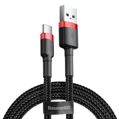 Vastupidav painduv kaabel USB-kaabel USB-C QC3.0 2A 2M must ja punane 10182641 цена и информация | Кабели для телефонов | kaup24.ee