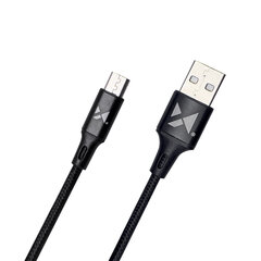 Tugev punutud kaabel USB microUSB 2.4A 1m must 10183371 hind ja info | Mobiiltelefonide kaablid | kaup24.ee