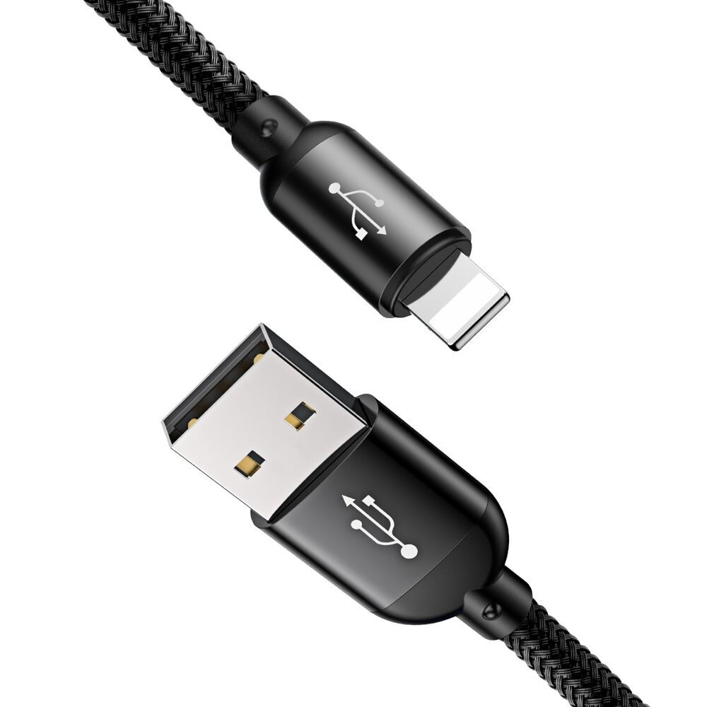 Vastupidav kaabel 3in1 USB microUSB Iphone Lightning USB-C 3.5A 1.2M must 10182761 цена и информация | Mobiiltelefonide kaablid | kaup24.ee