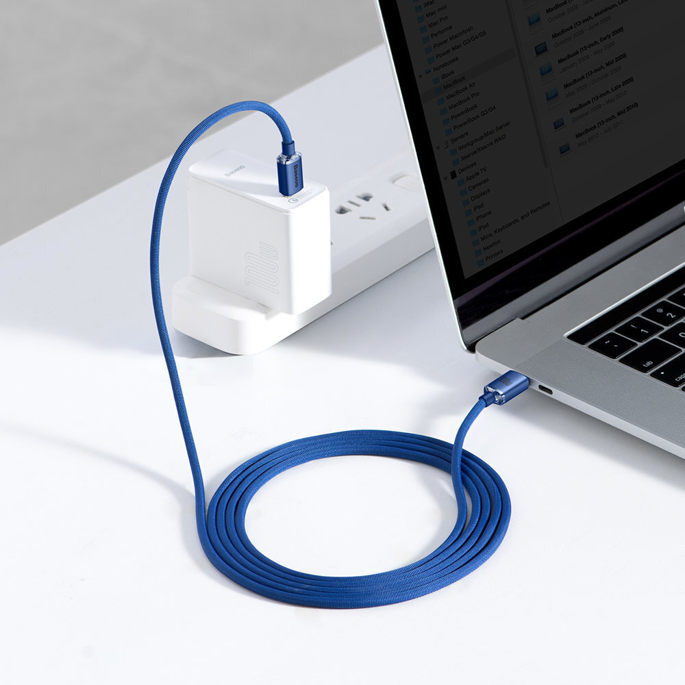 Kaablikaabel kiireks laadimiseks ja andmeedastuseks USB-C USB-C 100W 2m sinine 10183811 цена и информация | Mobiiltelefonide kaablid | kaup24.ee