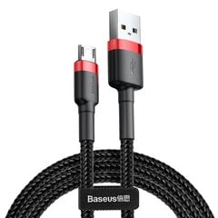 Vastupidav painduv kaabel USB microUSB kaabel QC3.0 2.4A 1M must ja punane 10182541 hind ja info | Mobiiltelefonide kaablid | kaup24.ee