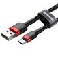 Vastupidav nailonist USB-kaabel USB-C QC3.0 2A 3M must ja punane 10182921 цена и информация | Mobiiltelefonide kaablid | kaup24.ee