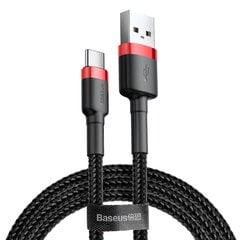 Vastupidav nailonist USB-kaabel USB-C QC3.0 2A 3M must ja punane 10182921 цена и информация | Кабели для телефонов | kaup24.ee