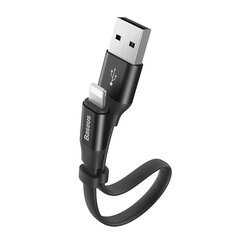 Lamekaabel USB kaabel Iphone Lightning hoidikuga 2A 23CM must 10182791 hind ja info | Mobiiltelefonide kaablid | kaup24.ee