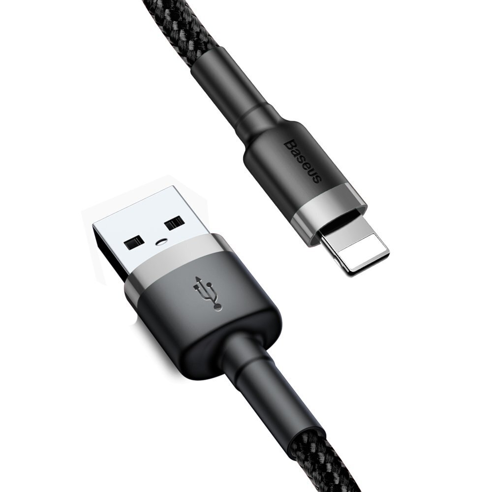 Vastupidav nailonkaabel USB kaabel Iphone Lightning QC3.0 2A 3M must ja hall 10182881 hind ja info | Mobiiltelefonide kaablid | kaup24.ee