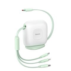 Juhe sissetõmmatav 3in1 USB-C microUSB Iphone Lightning 1,7m roheline 10184801 цена и информация | Кабели для телефонов | kaup24.ee