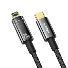 Explorer seeria kaabel USB-C kaabel Iphone Lightning 20W 1m must 10183951 hind ja info | Mobiiltelefonide kaablid | kaup24.ee