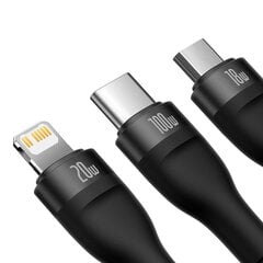 Flash Series II USB-C kaabel Iphone Lightning microUSB 100W 1,5m must 10184381 hind ja info | Mobiiltelefonide kaablid | kaup24.ee