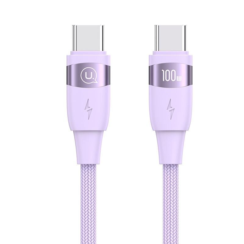 Usams Kabel U85 USB-C na USB-C 100W 1.2m PD Fast Charging fioletowy|purple SJ632USB03 (US-SJ632) hind ja info | Mobiiltelefonide kaablid | kaup24.ee