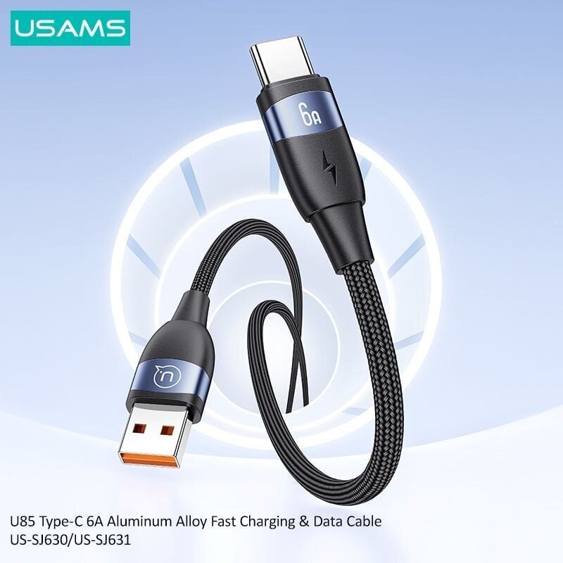 USAMS U85 6A USB to type-C 1.2M hind ja info | Mobiiltelefonide kaablid | kaup24.ee