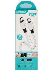 KAKUSIGA KSC-951 USB-C -> USB-C laadimiskaabel 60W | 100 cm valge hind ja info | Mobiiltelefonide kaablid | kaup24.ee