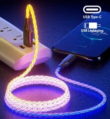 Кабель Fusion LED USB-C - Apple Lightning 20 Вт | 2,4 А | 100 см цена и информация | Кабели для телефонов | kaup24.ee