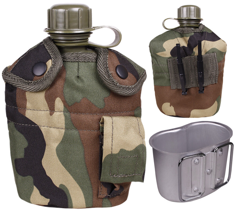 Turismipudel veepudel Mil-Tec LC2 US 1000 ml Woodland hind ja info | Joogipudelid | kaup24.ee