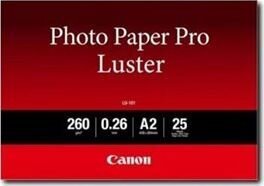 "canon lu-101 fotopaber pro luster, lu-101, fotopaber, läikiv, 6211b026, valge, a2, 16,54x23,39", 260 g/m2, 25 tk, tindiprits, tindiprits цена и информация | Lisatarvikud fotoaparaatidele | kaup24.ee