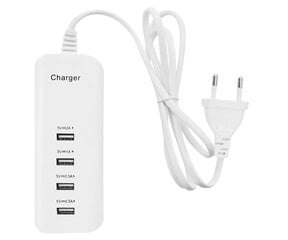 Lilware Euroopa USB-seinalaadija. 20W toiteadapter - 4x USB-pordid. 1,2 m juhtme. Valge hind ja info | Mobiiltelefonide laadijad | kaup24.ee