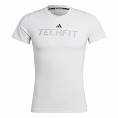 Lühikeste varrukatega T-särk, meeste Adidas techfit Graphic Valge hind ja info | Meeste T-särgid | kaup24.ee