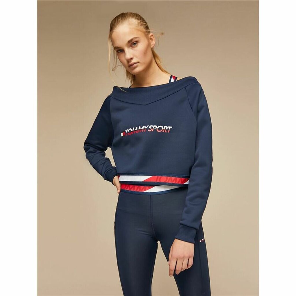 Dressipluus ilma kapuutsita, naiste Tommy Hilfiger Crop V Neck Tumesinine цена и информация | Naiste pusad | kaup24.ee