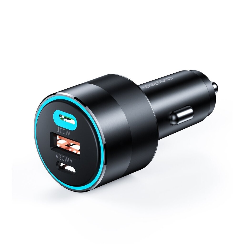 Auto kiirlaadija 130W 2xUSB-C + USB-A must цена и информация | Mobiiltelefonide laadijad | kaup24.ee