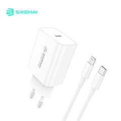 Kiirlaadimisseade USB-C välkkaabliga 1,2 m pikkune Sikenai 20W PD kiirlaadimine PD-16LEU hind ja info | Mobiiltelefonide laadijad | kaup24.ee