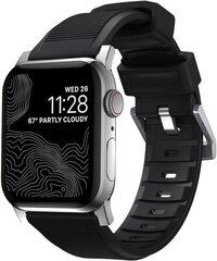 NOMAD kellarihm Rugged Strap, Apple Watch 42/44/45mm, must/hõbedane цена и информация | Аксессуары для смарт-часов и браслетов | kaup24.ee