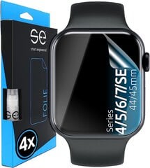 SE® [4 штуки] 3D защитная пленка для Apple Watch 7 / SE / 6/5 / 4 (45 мм и 44 мм) - максимальная крышка - Самоаллеринг - мочевой мочевой пузырь - безмолвная установка - влажная монтаж - Лучшая альтернатива защитному стеклому цена и информация | Аксессуары для смарт-часов и браслетов | kaup24.ee